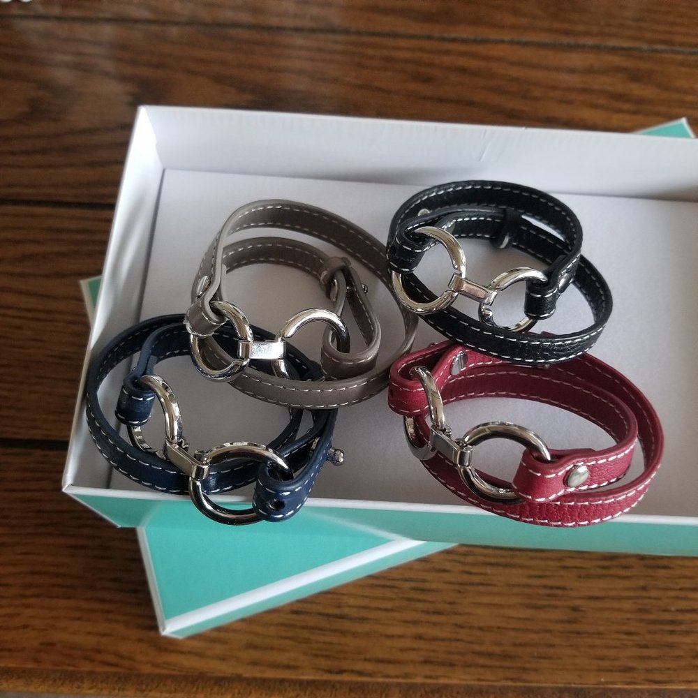 Set of 4 Leather Double Wrap Bracelets